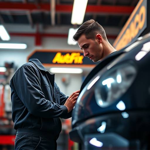 Car being repaired by a mechanic at AutoFix Garage